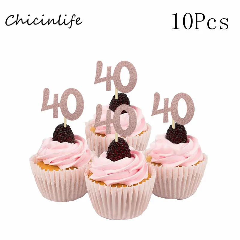 rose gold 40 Chicinlife 10 шт. бумажные соломы с номером 30 40 50 60 юбилейные соломинки для напитков 30th 40th 50th 60th День рождения украшения - Цвет: rose gold 40