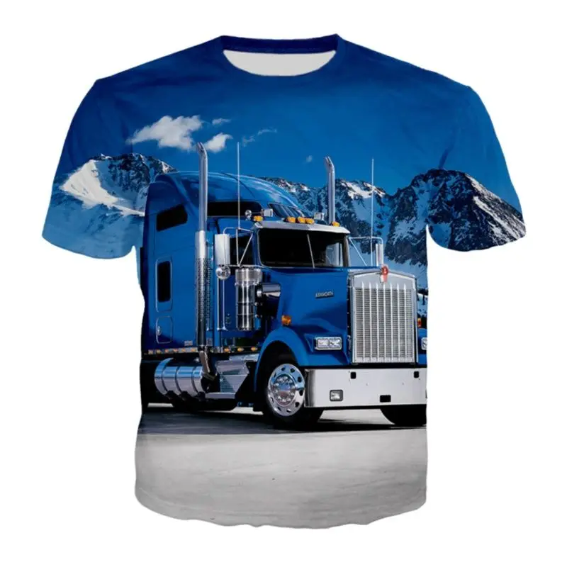 

Summer new products hot sale 3D printing T-shirt men and women fashion comfortable casual couple T-shirt street heavy truck pattern