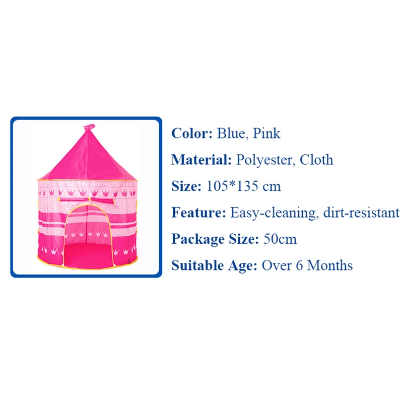 Portable Children's Tent for Kids Princess Castle Small House Indoor Outdoor Baby Tents Teepee Tipi Camping | Игрушки и хобби