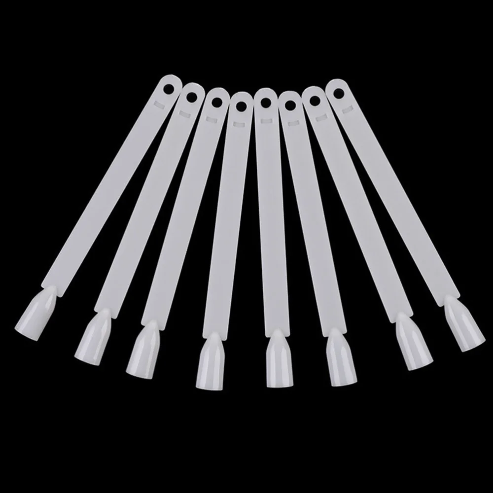 

50 PCS False Nail Art Tips Sticks Nail Polish Color Card Plates Display Swatches Nail Art Practice Templates (Transparent)