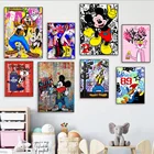 Картина на холсте с изображением Микки Мауса из мультфильма Disney постеры с животными и принтами, настенная живопись для детской комнаты