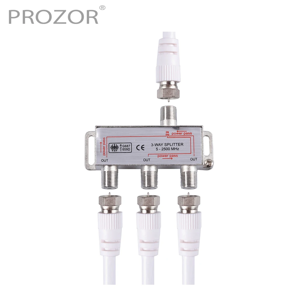 PROZOR 3 Way TV CATV широкополосный сплиттер 2500 МГц F к коаксиальному адаптеру встроенный