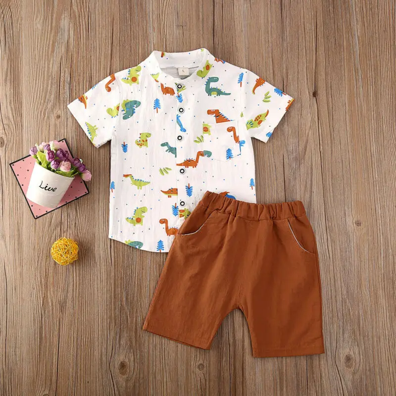 2020 г. Летняя одежда для малышей комплект одежды из 2 предметов маленьких