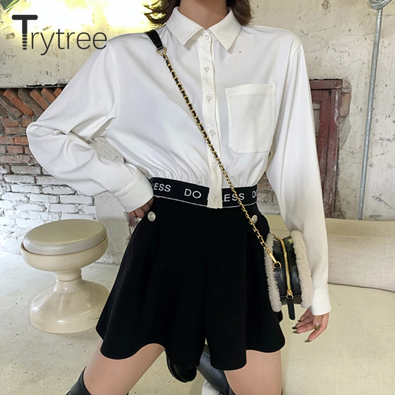 Trytree 2020 весенний комплект из двух предметов Повседневная однобортная блузка с