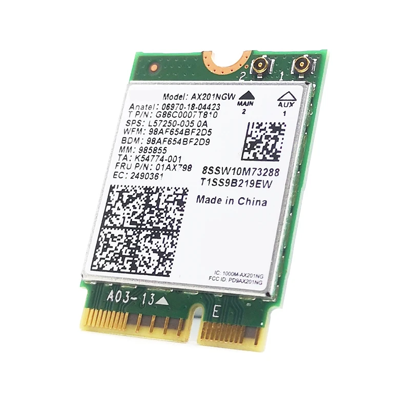 

Сетевая карта AX201 NGW WiFi 6 3000 Мбит/с M.2 CNVio2 Bluetooth 5,0 WiFi адаптер для Windows 10 64 бит