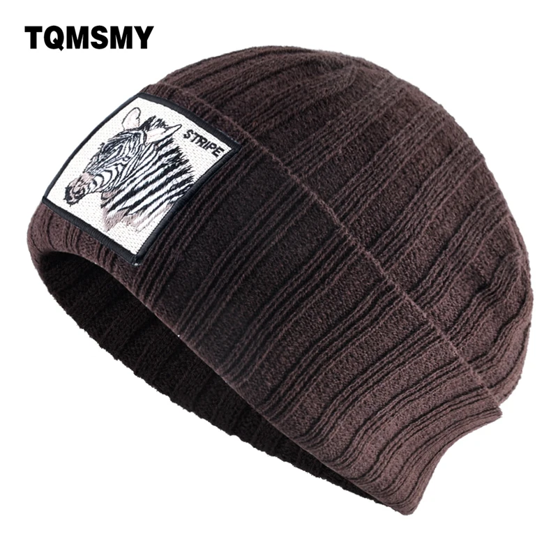 Мужская и Женская Зимняя Шапка-бини TQMSMY теплая шапка-нашивка Зебра в стиле