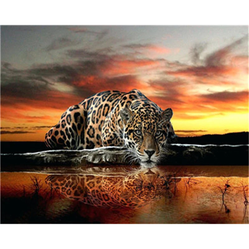 

DIY 40x50cm Painting By Numbers Leopard Kit Oil Picture By Numbers Animals Wall Art Acrylic Paintings On Canvas Home Deco Gift