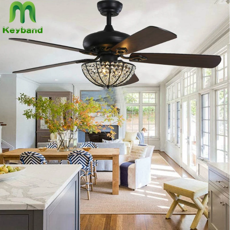 52-дюймовые Хрустальные потолочные вентиляторы с лампами Классические