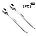 Новинка 2 шт. портативные прочные Длинные ручки из нержавеющей стали зеркальные польские ложки для чая и кофе Мороженое ложка набор столовых приборов