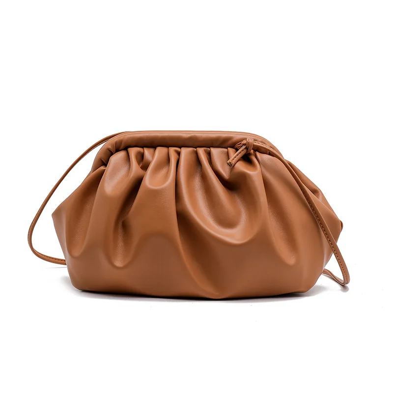 Brown Small 23cm Новинка, Женская сумочка, модная, мягкая, искусственная кожа, маленькая, облачная, сумка через плечо, корейский стиль, складной зажим, женский клатч, сумка через плечо, сумка-мессенджер - Цвет: Brown Small 23cm