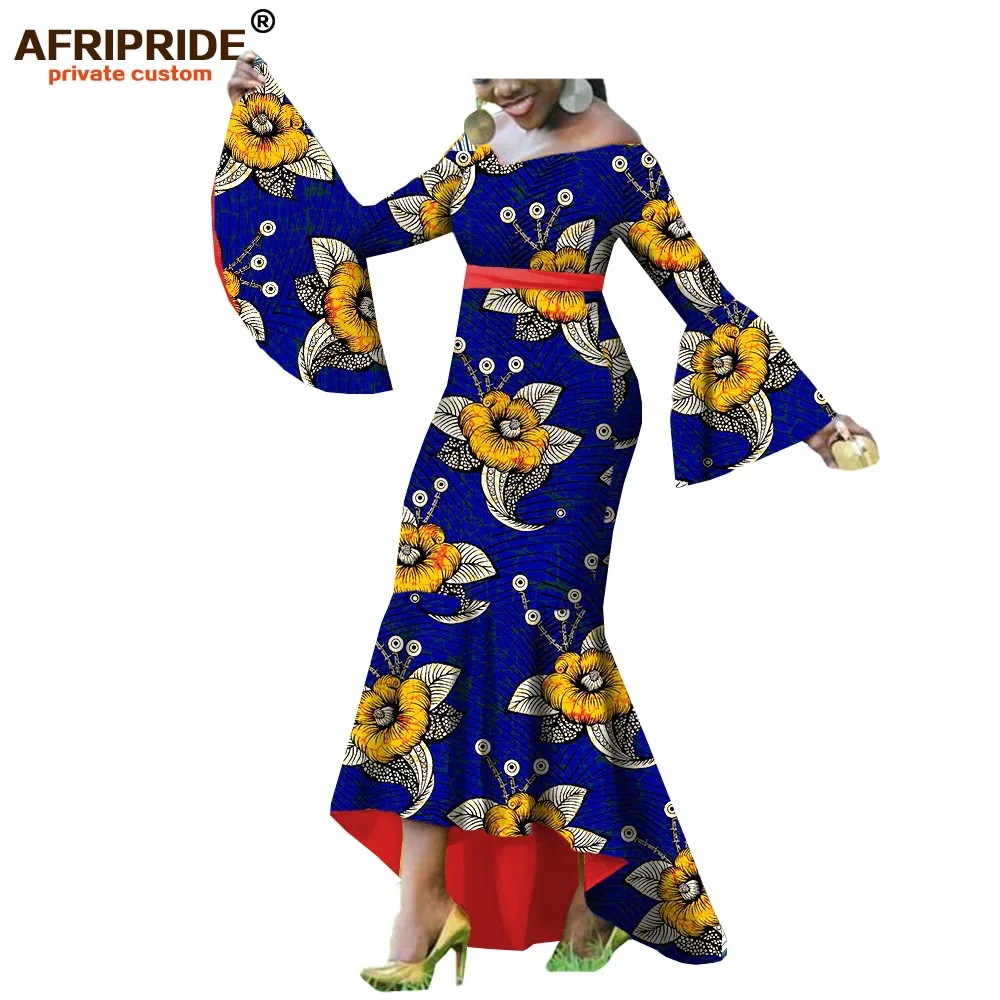 Осеннее Африканское платье труба для женщин AFRIPRIDE с длинными расклешенными