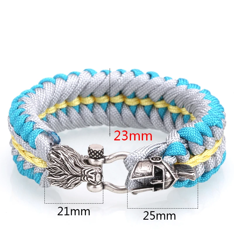 Мужской Плетеный веревочный браслет в стиле панк Паракорд с черепом Спарта для