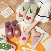 female thick cotton slippers at the end of the winter home indoor fruit baotou cotton slippers lovers warm antiskid cotton sl