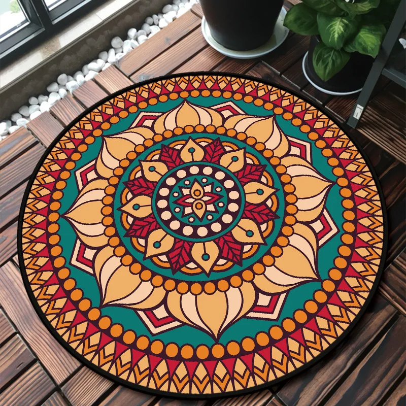 Круглые коврики в этническом стиле с принтом для гостиниц гостиной спальни