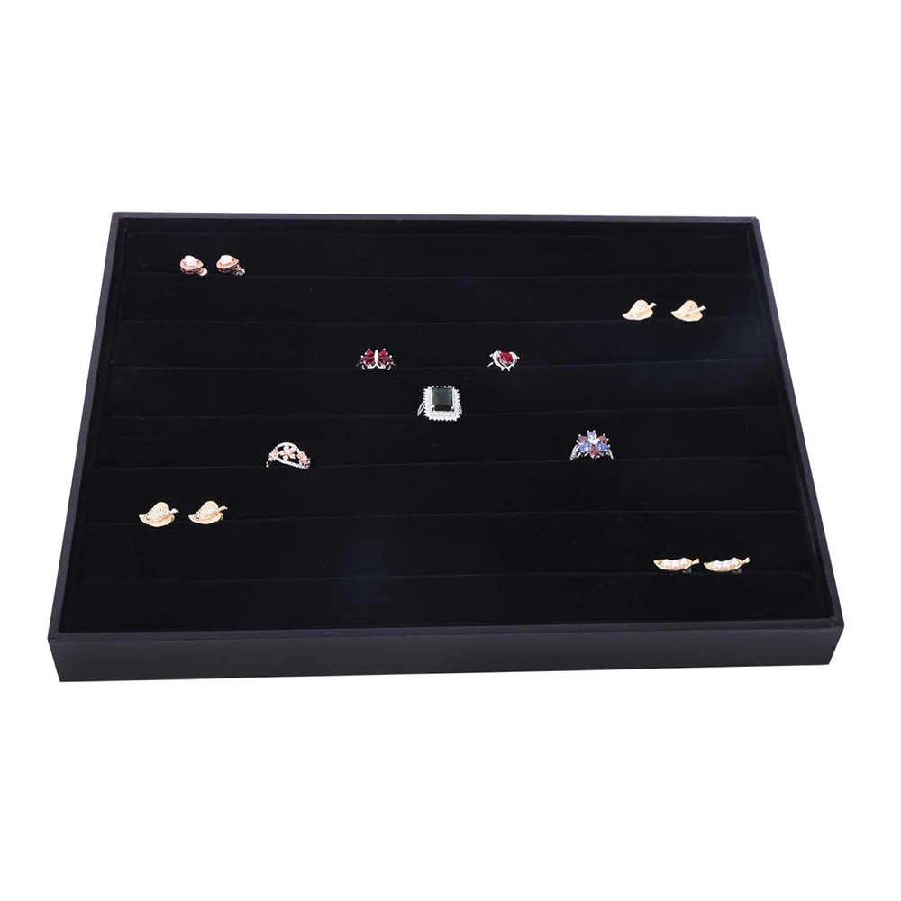 Бархатный 7 слотов Дисплей Стенд Чехол Коробка Серьги Органайзер ювелирные