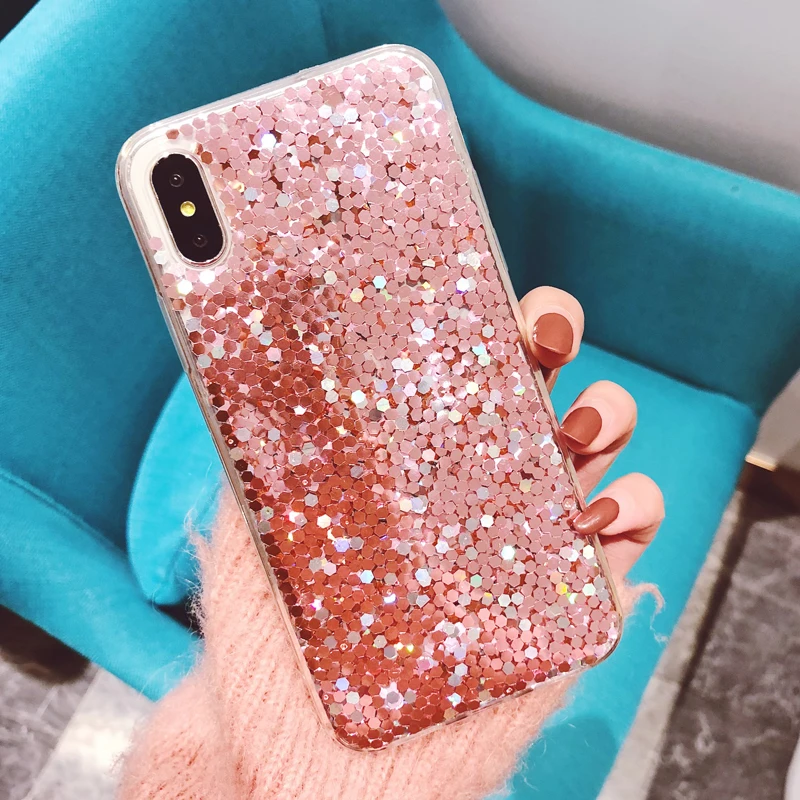 Luxury 3D Shine Bling Goldleaf Sequins Soft TPU Silicone Case For iPhone 5 5S 6 6s 7 8 Plus Back Phone X Cover Capa Fundas |