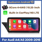 Автомобильный мультимедийный плеер с GPS-навигацией, Android 10, Snapdragon, для Audi A4, A4L, B8, A5, 2009-2016, стерео, видеопроигрыватель с экраном