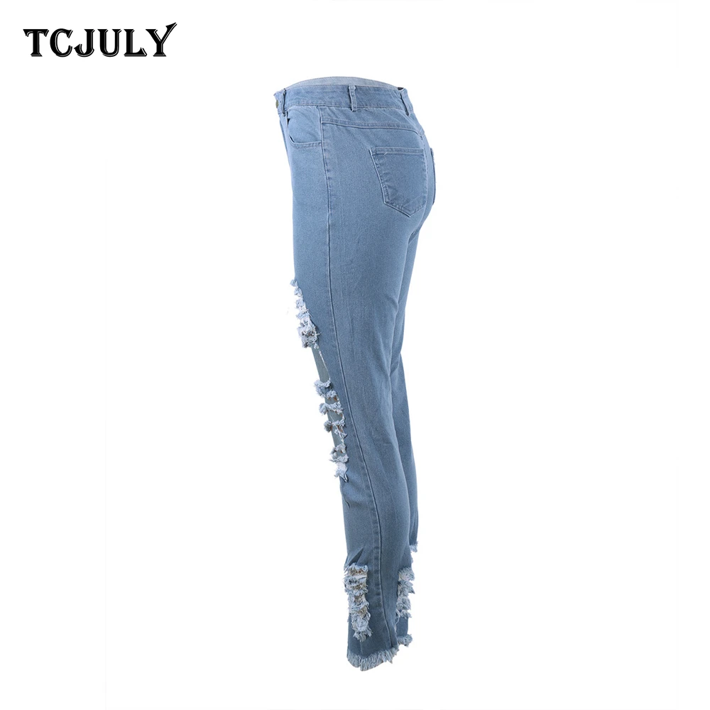 TCJULY новый дизайн уличная мода тонкие потертые джинсы женские повседневные