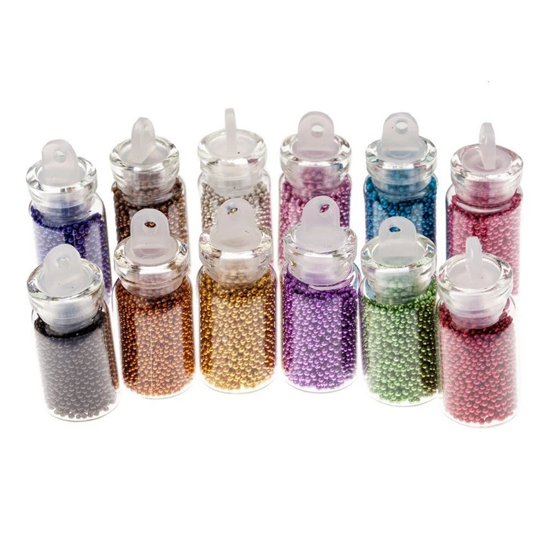 Набор украшений для дизайна ногтей зеркальные бусины и блестки в 12 разных цветах