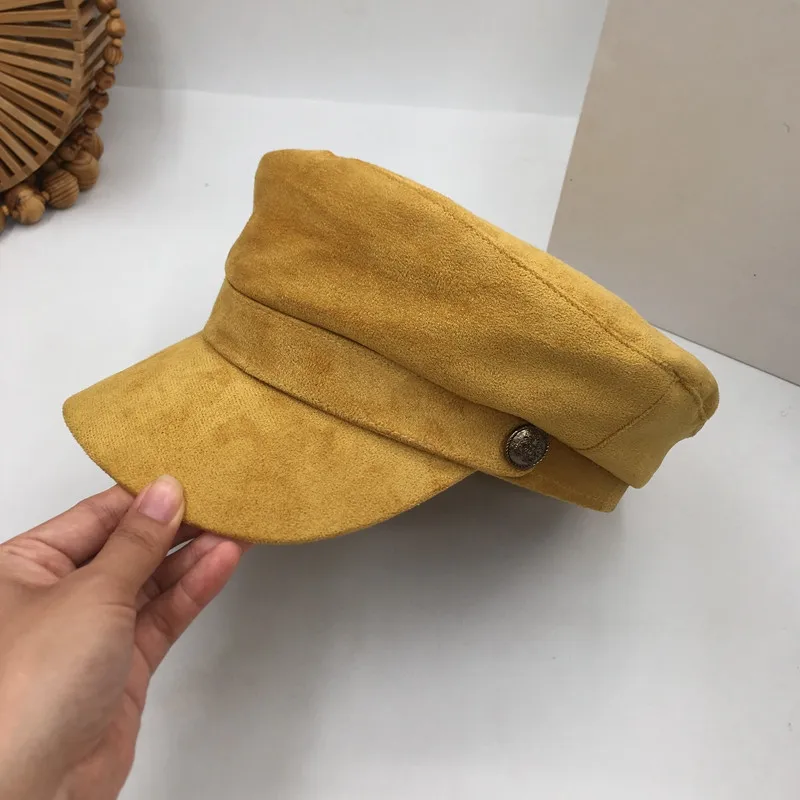 

Ins popular yellow cap suede navy hat street English hipster visors in Europe and America