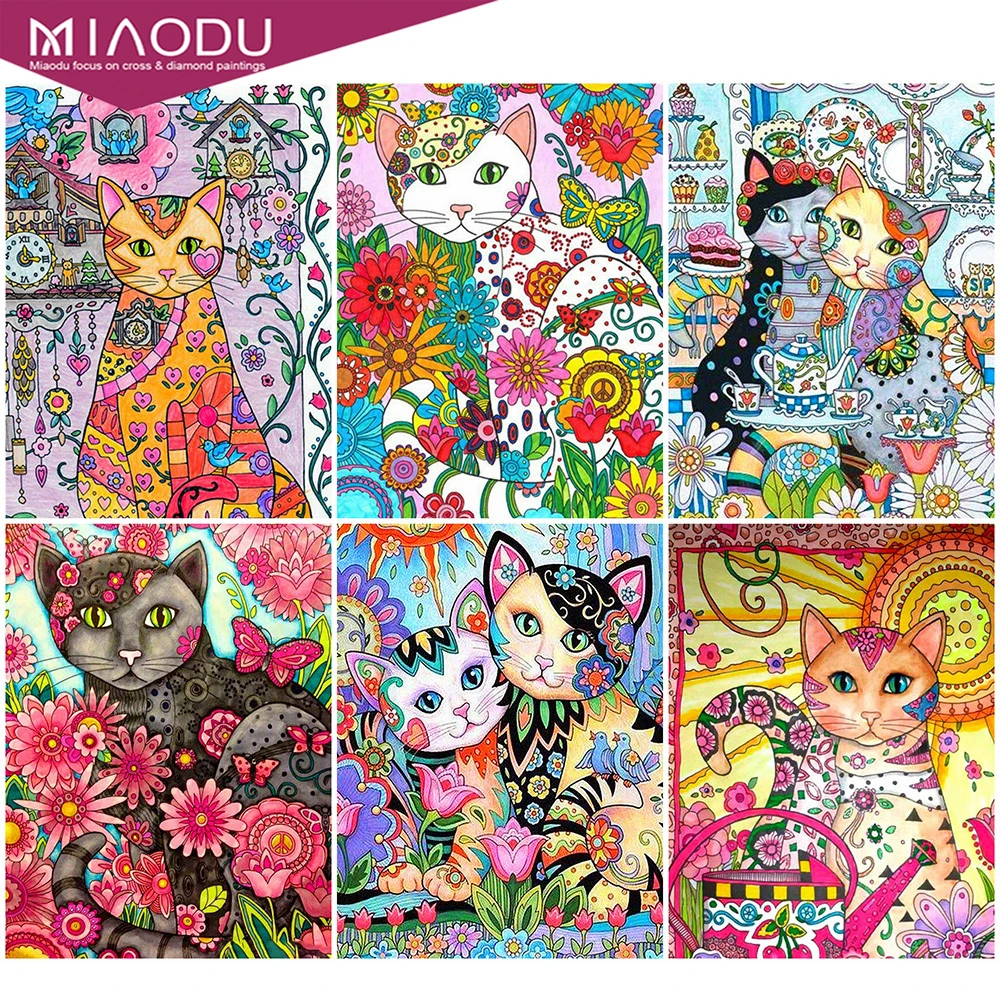 Miaodu DIY Бриллиантовая мозаичная фигурка животного картина стразы алмазов кошка