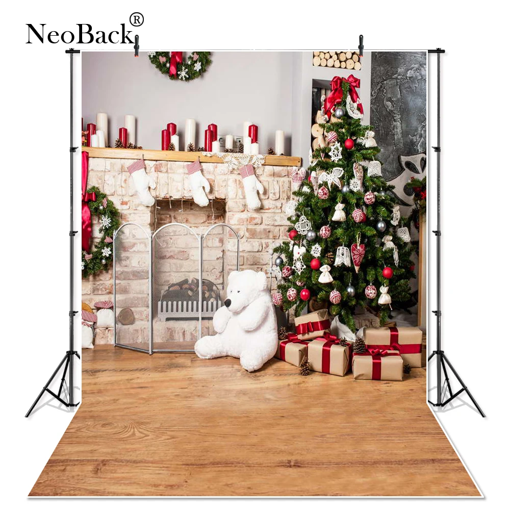 

Тонкий виниловый Фотофон NeoBack 5 х7 футов с изображением рождественской елки и камина, винтажный праздничный сцена, Фотофон для домашней студ...