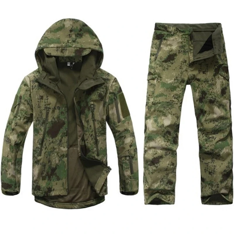 

TAD Gear Tactical Softshell Camouflage Jacket Set Men Army Windbreaker Waterproof Hunting Clothes Set Military Outdoors Jacket