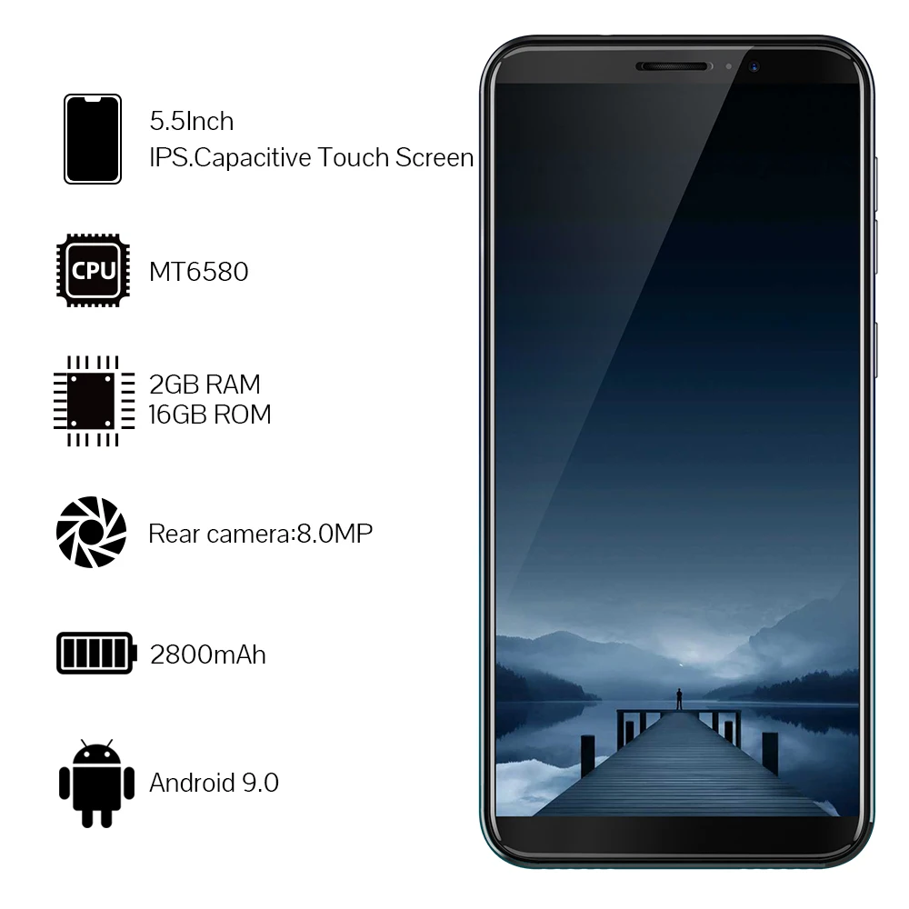 Cubot J5 смартфон с 5 дюймовым дисплеем четырёхъядерным процессором MT6580 ОЗУ 2 Гб ПЗУ 16