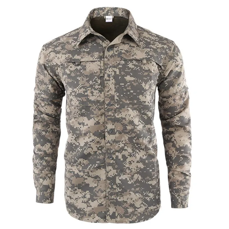 Летняя быстросохнущая рубашка для улицы Мужская походная съемные военные
