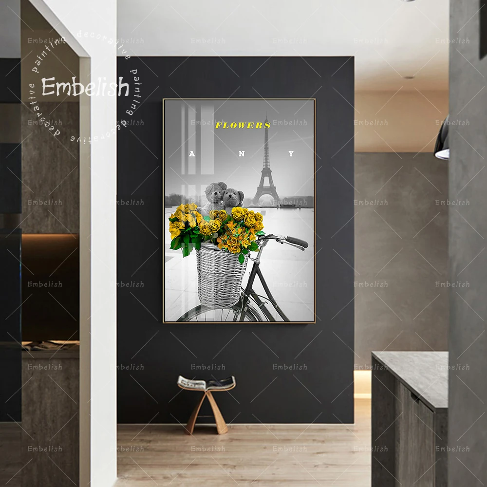 

1 Piece Black And White Eiffel Tower Building Landscape Canvas Paintings Modern Home Decor Pictures Wall Art Poster Living Room