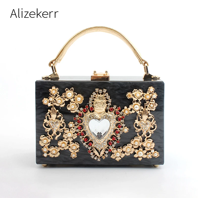 Роскошная акриловая коробка вечерние сумки для женщин жемчужные бриллианты