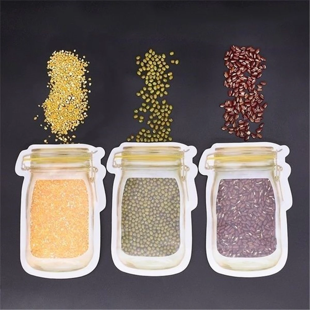 

12 pieces reusable mason jar bottle bottle bag nut candy biscuit bag sealed fresh food storage bag sandwich ziplock bag