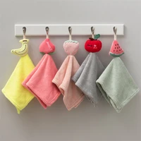 1pc 40x40cm 3d fruit shape hand towel kids hanging cartoon super soft coral fleece kitchen cloth