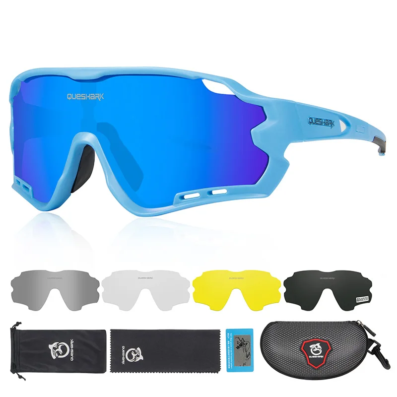 As Picture Showed Queshark HD поляризованные велосипедные очки для мужчин и женщин 5 линз MTB дорожный велосипед TR90 рама - Цвет: As Picture Showed