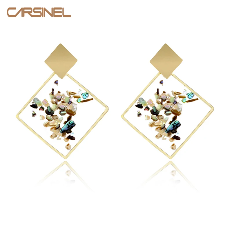 CARSINEL брендовые Винтажные серьги 2019 геометрические для женщин ацетатная пластина