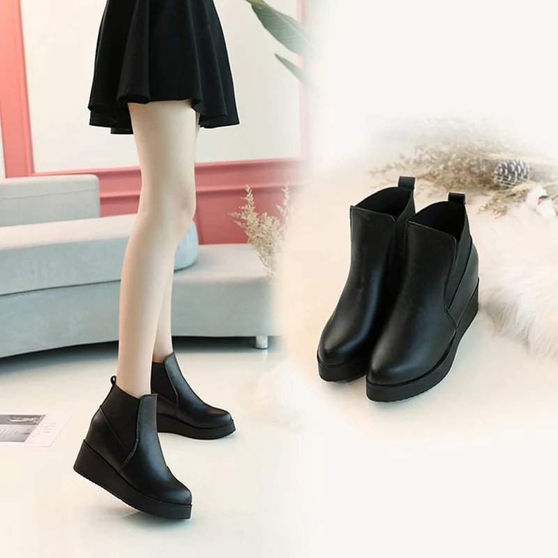 Осенне-зимние теплые модные ботинки Martin на плоской подошве короткие женские