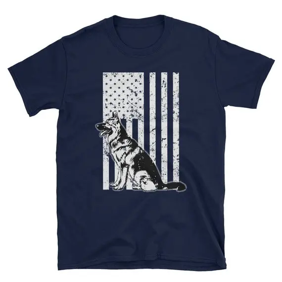 

Proud German Shepherd Dog US Flag Short-Sleeve Unisex T-Shirt