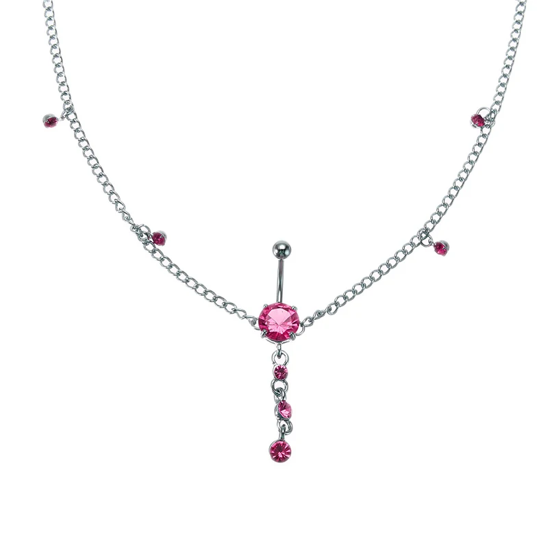 Кольцо для живота с голубым цирконием гипоаллергенные Стразы подвеска на талию