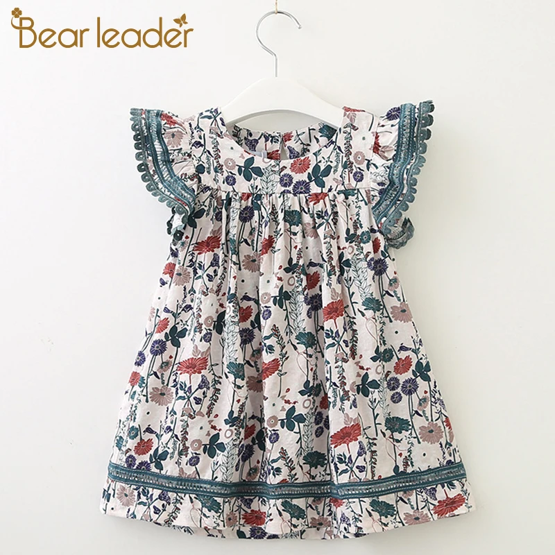 Bear Leader/Коллекция года; платье для девочек; летнее платье в клетку с высокой талией; модное платье для девочек с боковой шнуровкой; украшение для От 3 до 7 лет