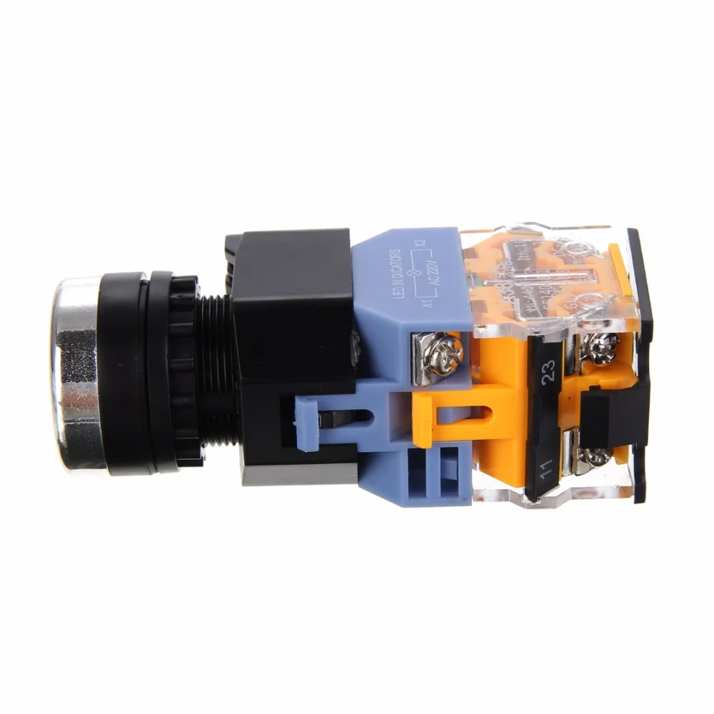 Светодиодный моментальный кнопочный переключатель NO + NC START STOP DPST 220 В переменного