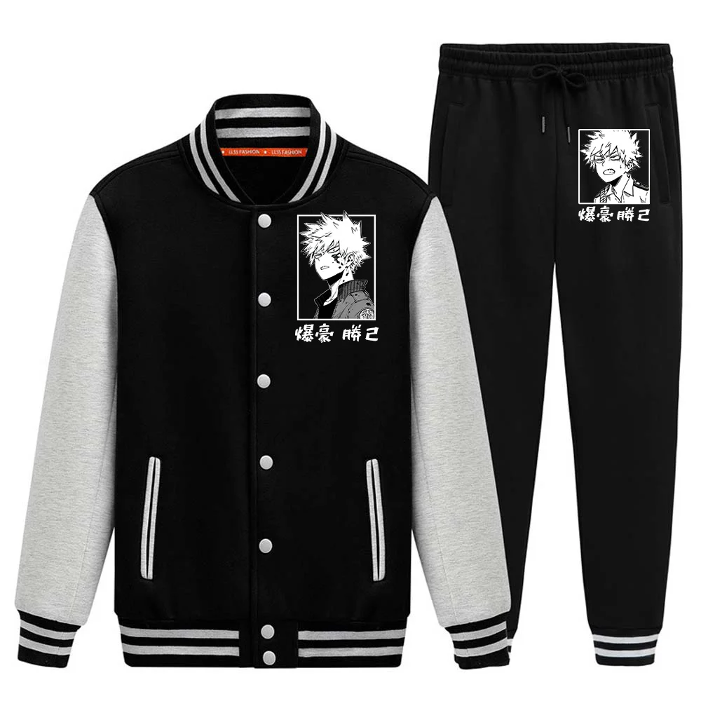 My Hero Academia Baseball Suit Cosplay Bakugou Katsuki Print Two Piece Unisex Cardigan Botton Solid Warm Long Sleeve Coat Jacket