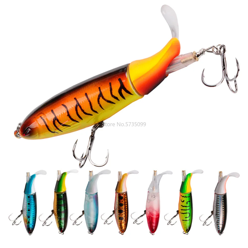 

8PCS Whopper Popper 13g/10cm Topwater Fishing Lure Artificial Bait Hard Plopper Soft Rotating Tail Fishing Tackle Geer Pesca