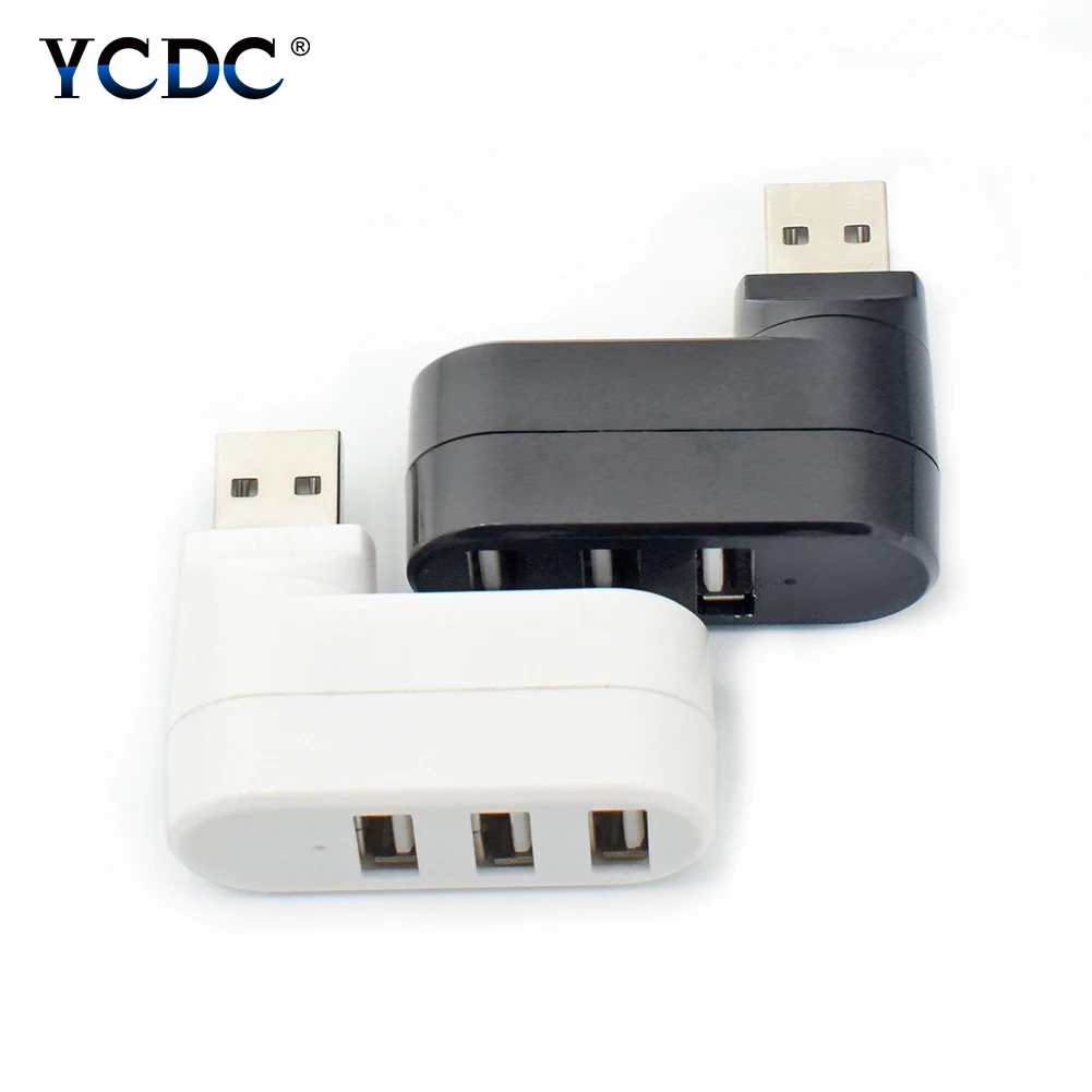 Высокая Скорость Mini 3 Порты USB 2 0 Женский Вращающийся адаптер разветвитель черный