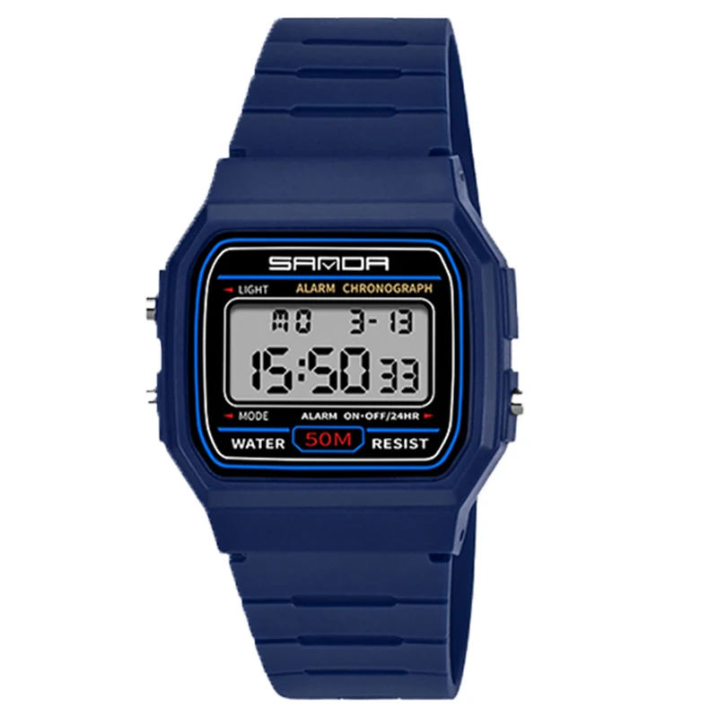 

New Square Children's Electronic Outdoor Sports Luminous Function Student Watch Hand Chronograph Calendar 24 Hour Indication 391