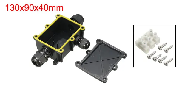 Black 130x90x40mm 3P Uxcell водонепроницаемый внутренний, наружный кабель втулка электрическая распределительная коробка с клеммной полосой DIY Защита питания корпус - Цвет: Black 130x90x40mm 3P
