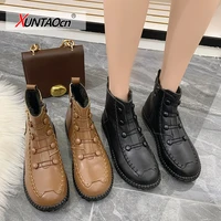 fashion winter women boots black patent leather square toe high block heel plush ankle boots casual lady front zipper shoes