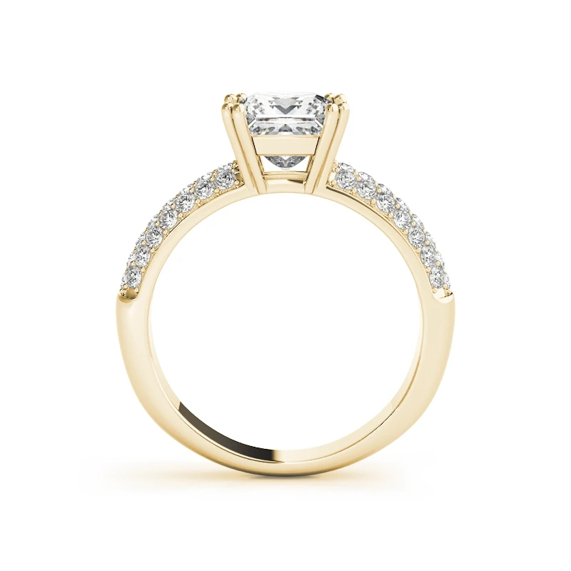 Набор обручальных колец из стерлингового серебра 925 пробы желтого золота 4 зубца