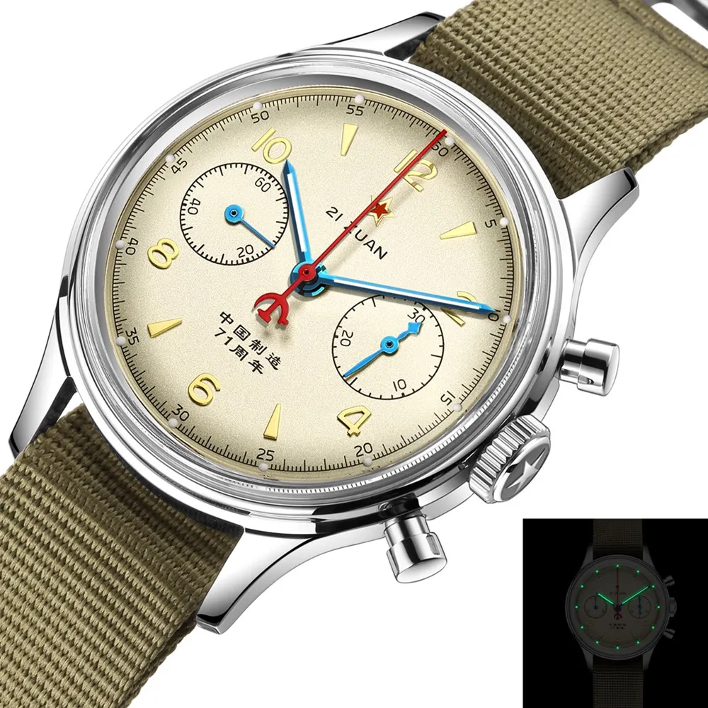 SEAKOSS Мужские механические 1963 Watch 38 мм НАТО нейлон ремешок Чайка движение пилота