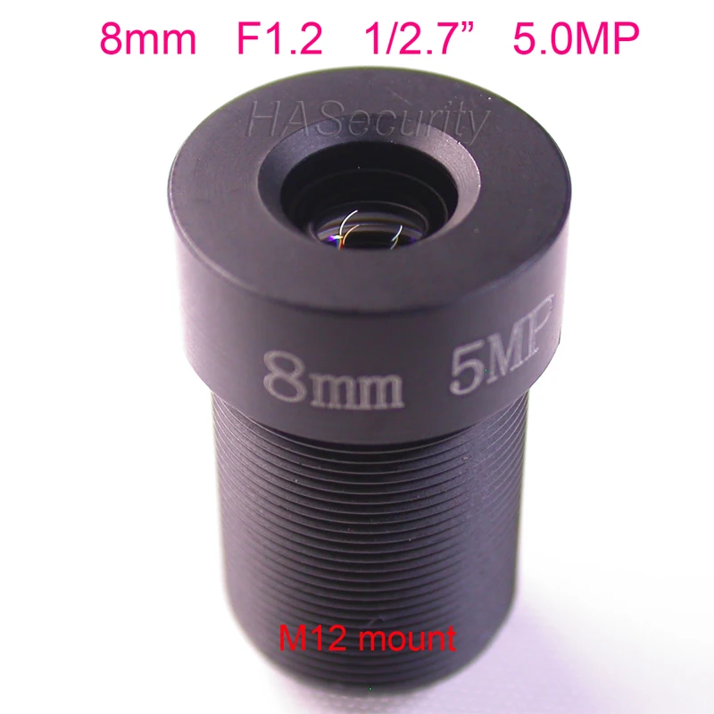 F1.2 диафрагма 8 мм M12 крепление 5.0MP 1/2.7 &quotформат объектива для CCTV камеры установка в