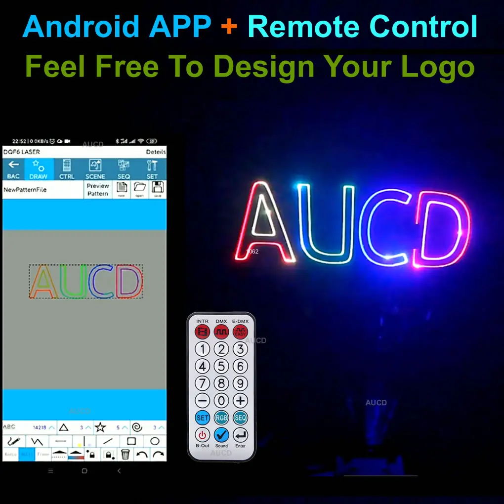 1 Вт телефон Bluetooth приложение для редактирования DMX лазерный сканер ILDA Анимация